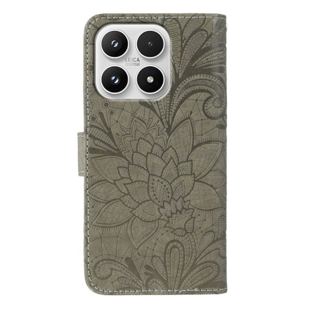 Leren Hoesje Xiaomi 17 Bloemenkantpatroon Bescherming Hoesje