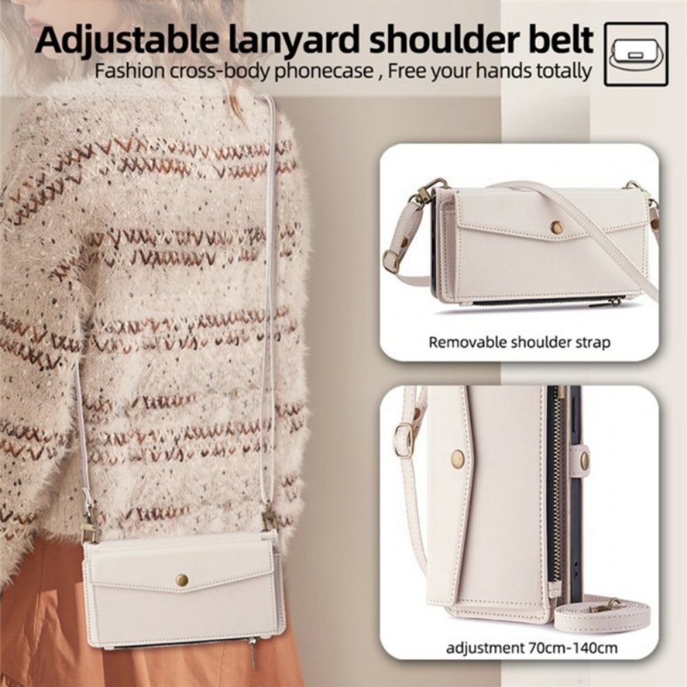 Leren Hoesje Xiaomi 17 Portemonnee Met Schouderband En Koord Bescherming Hoesje