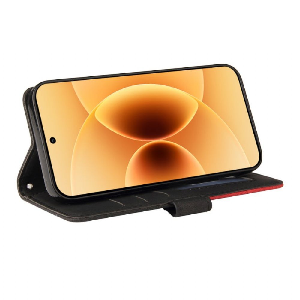 Leren Hoesje Xiaomi 17 Tweekleurig Golvend Bescherming Hoesje