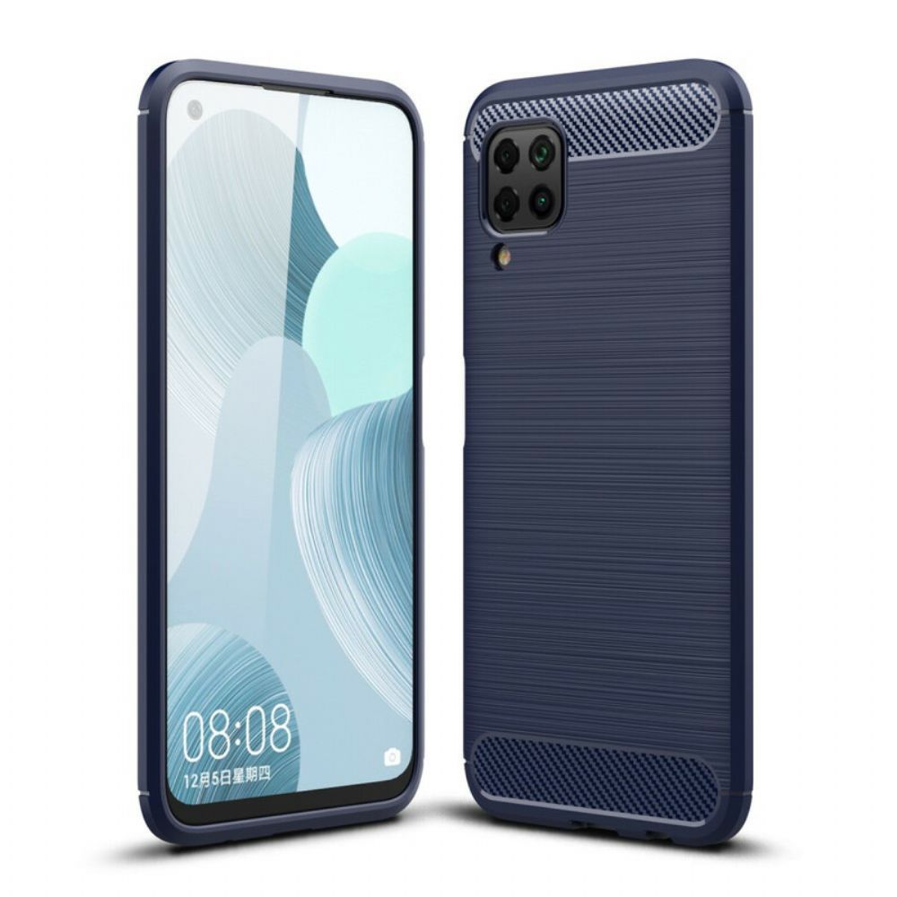 Hoesje voor Huawei P40 Lite Geborstelde Koolstofvezel