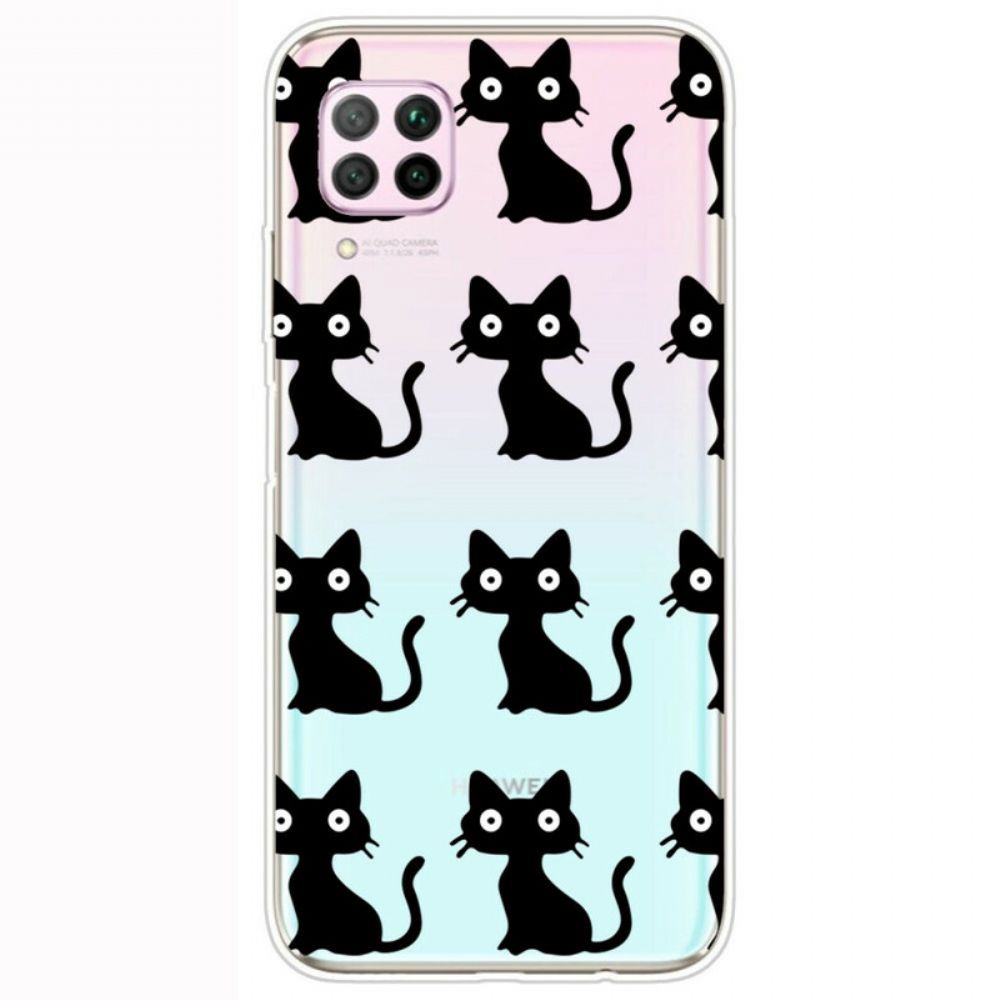 Telefoonhoesje voor Huawei P40 Lite Meerdere Zwarte Katten