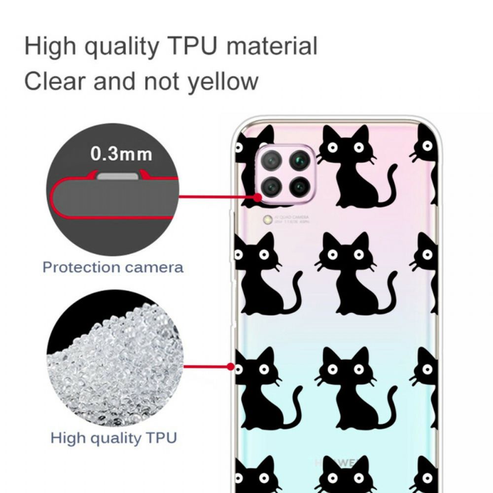 Telefoonhoesje voor Huawei P40 Lite Meerdere Zwarte Katten