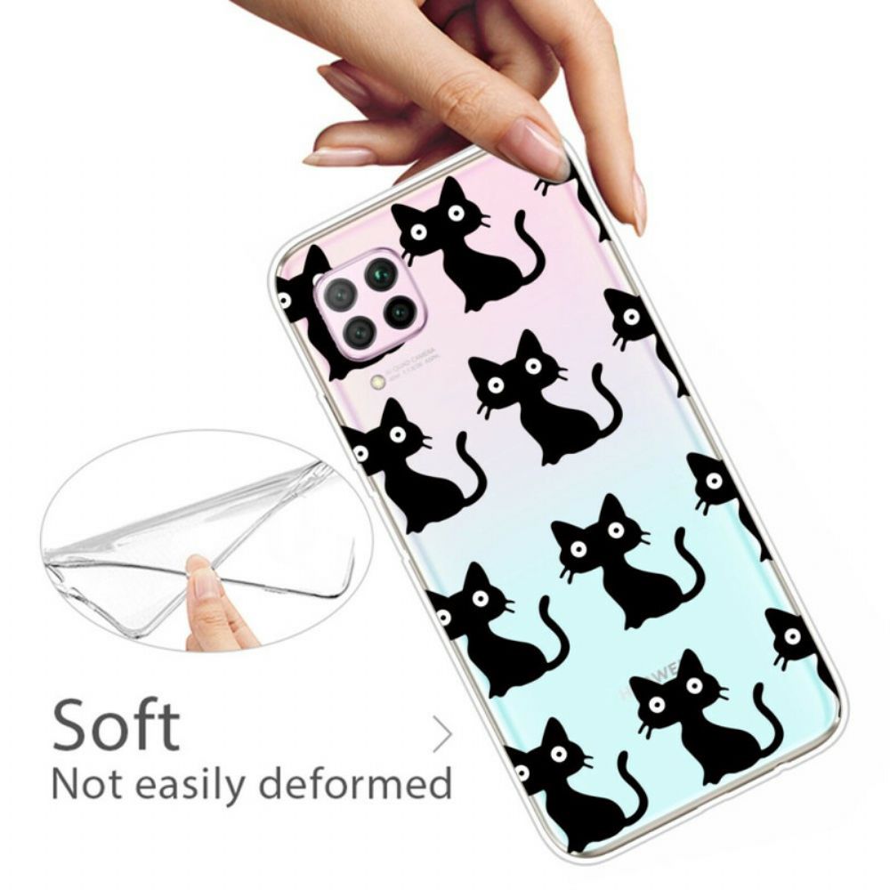 Telefoonhoesje voor Huawei P40 Lite Meerdere Zwarte Katten