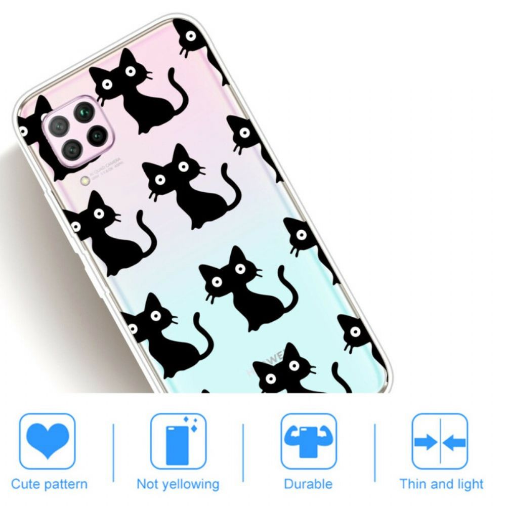Telefoonhoesje voor Huawei P40 Lite Meerdere Zwarte Katten