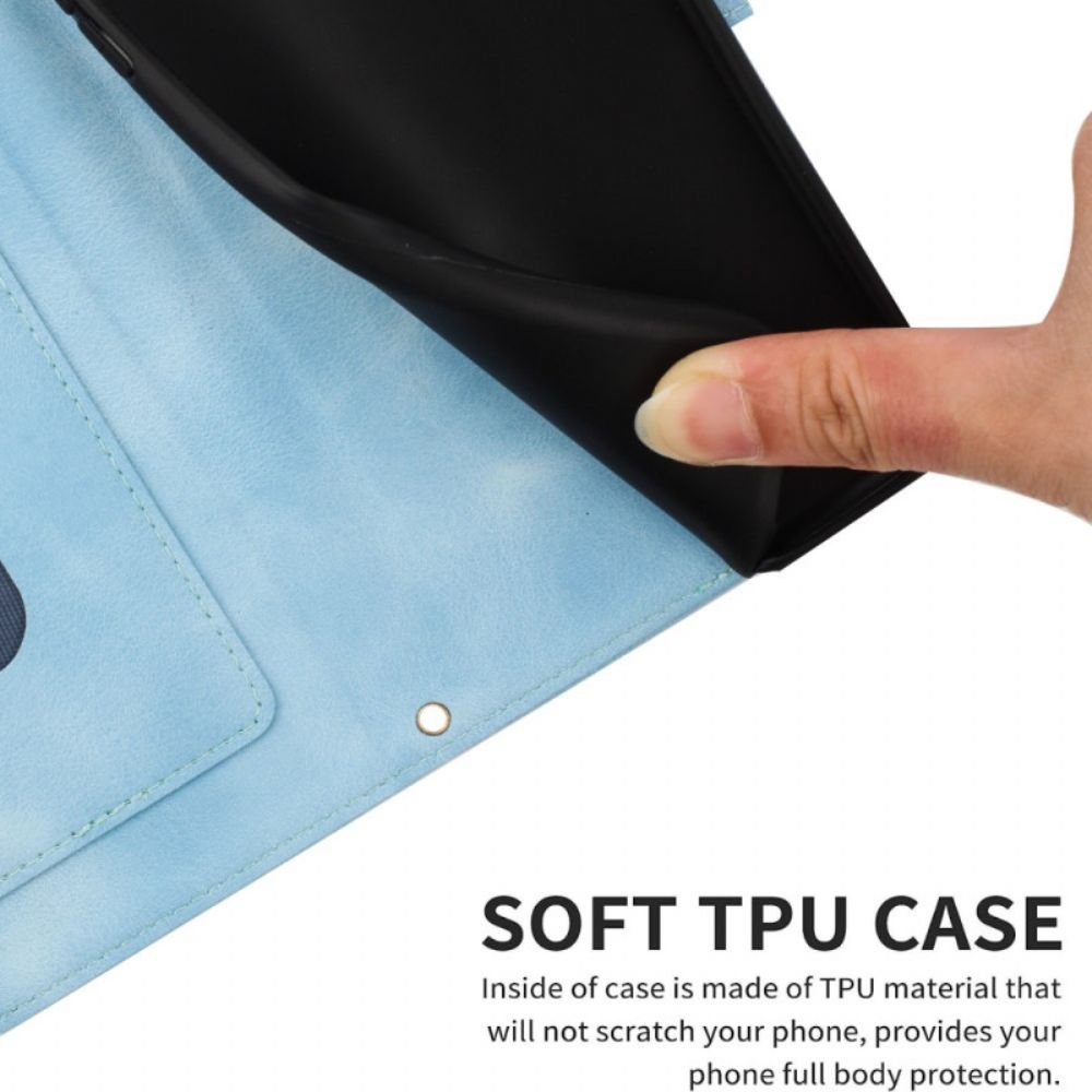 Flip Case Leren Sony Xperia 1 Vii Bloemenprint Met Bandje