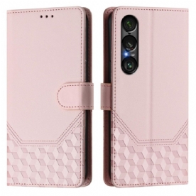 Folio-hoesje Sony Xperia 1 Vii Rfid-bescherming Honingraatpatroon