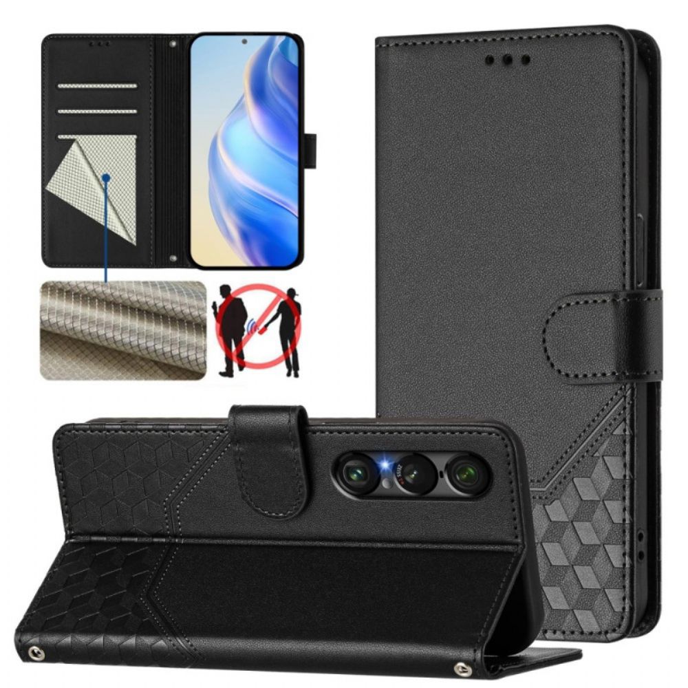 Folio-hoesje Sony Xperia 1 Vii Rfid-bescherming Honingraatpatroon