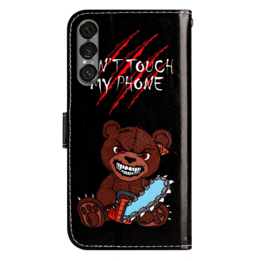 Folio-hoesje Sony Xperia 1 Vii Telefoonhoesje 'raak Mijn Telefoon Niet Aan'-beer