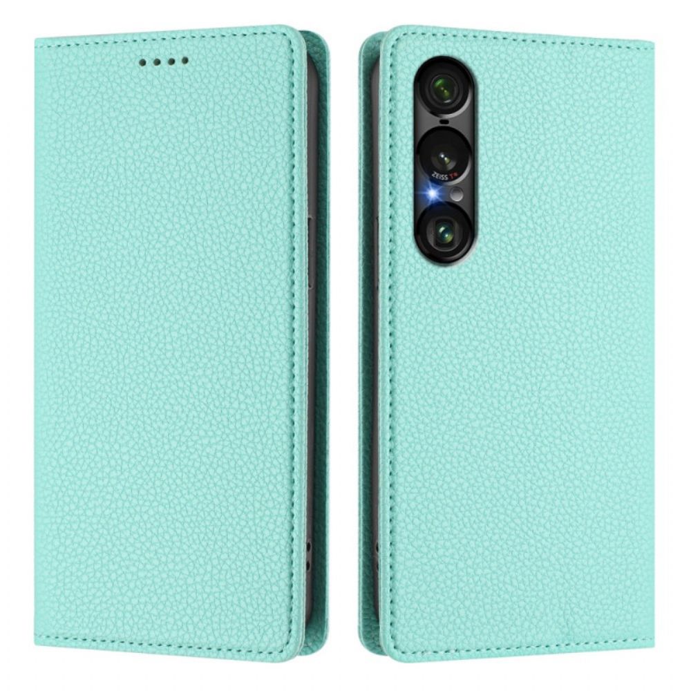 Folio-hoesje Sony Xperia 1 Vii Telefoonhoesje Rfid-bescherming Lychee Leertextuur