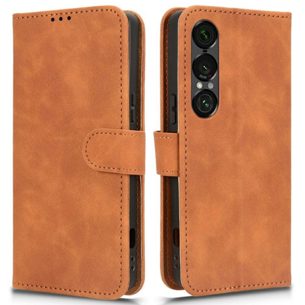 Folio-hoesje Sony Xperia 1 Vii Telefoonhoesje Suède-effect