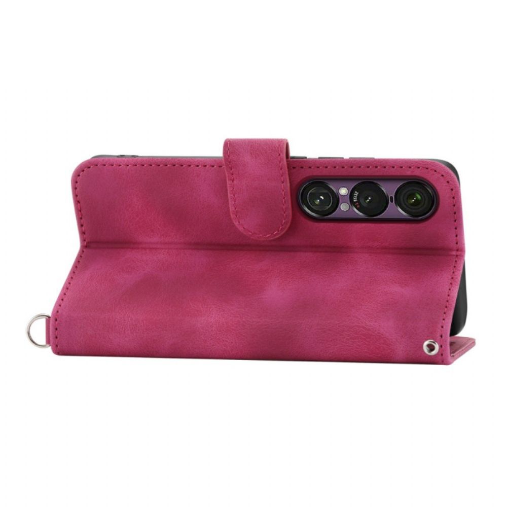 Folio-hoesje Sony Xperia 1 Vii Telefoonhoesje Suède Kanteffect