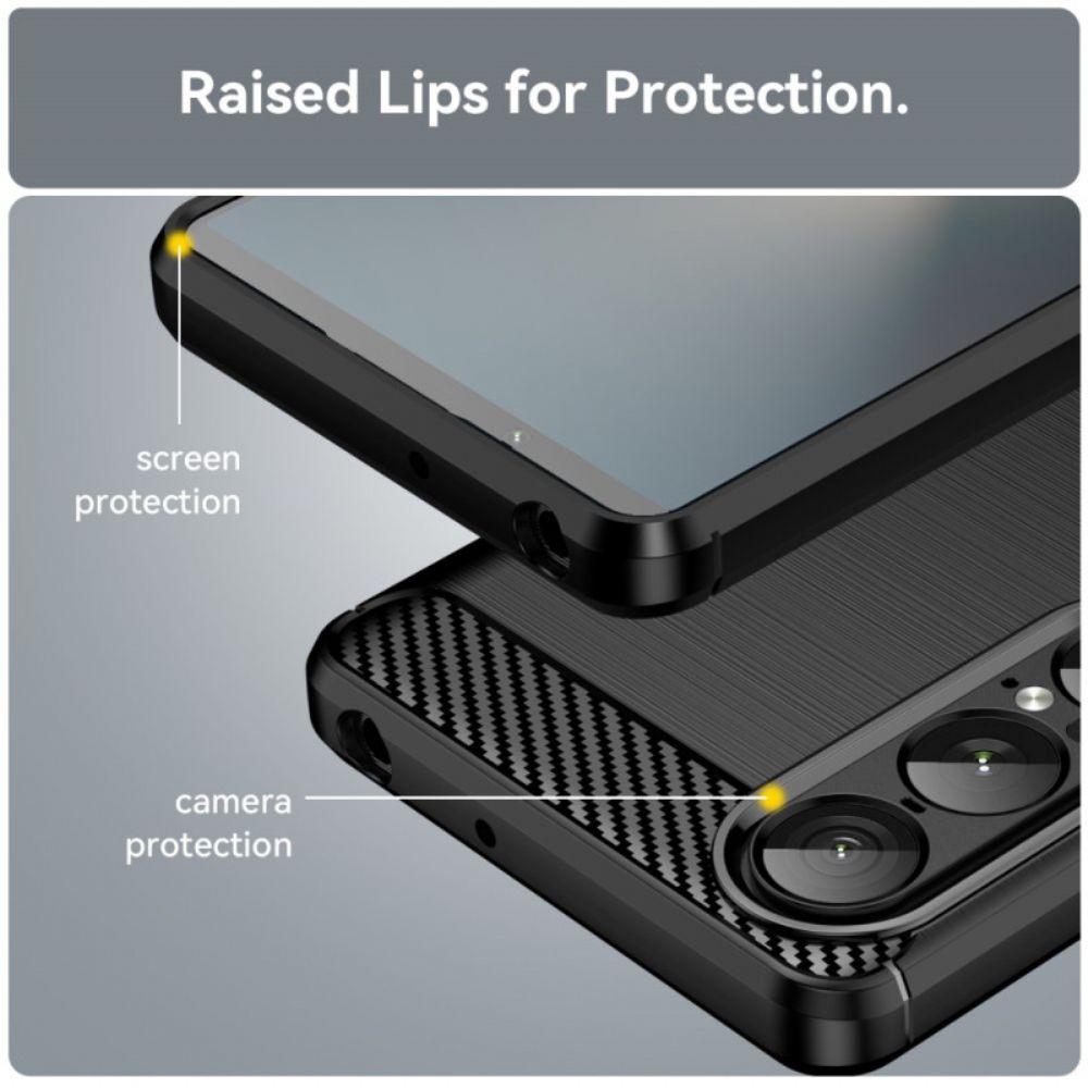 Hoesje Sony Xperia 1 Vii Geborsteld Koolstofvezel