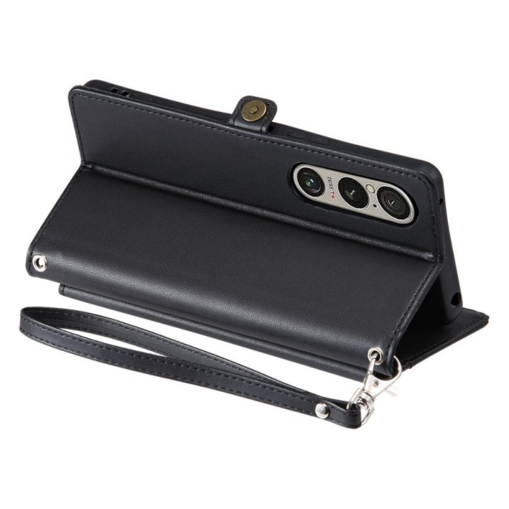 Leren Hoesje Sony Xperia 1 Vii Etui Met Riem Bescherming Hoesje