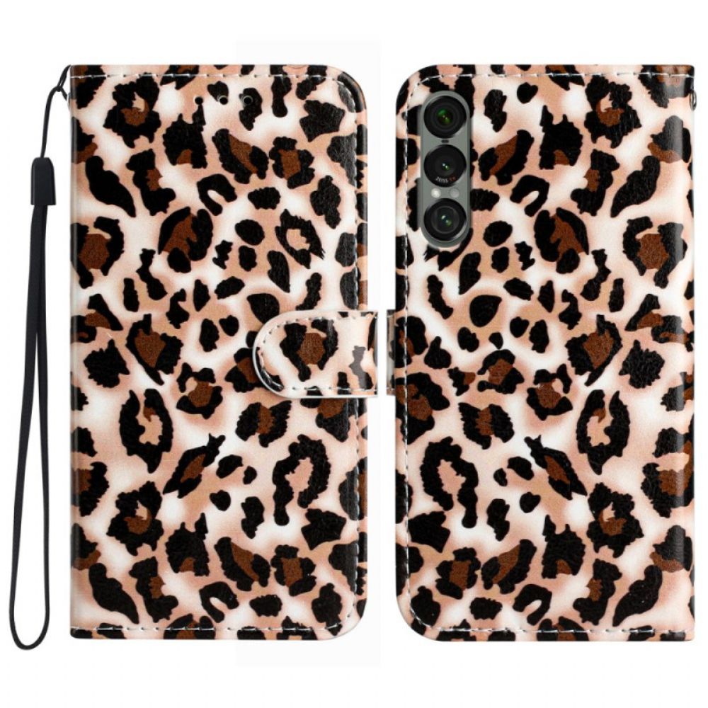 Leren Hoesje Sony Xperia 1 Vii Luipaardprint Bescherming Hoesje