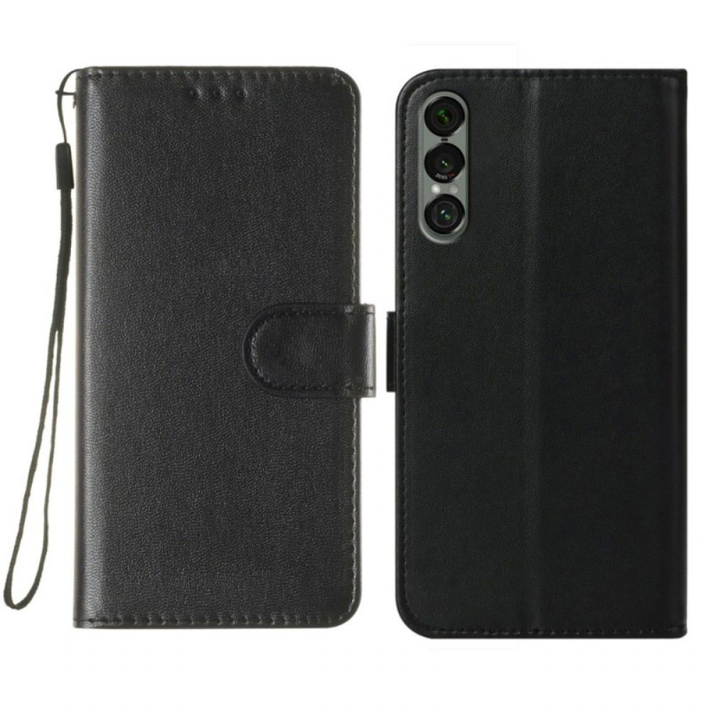 Leren Hoesje Sony Xperia 1 Vii Monochroom Bescherming Hoesje