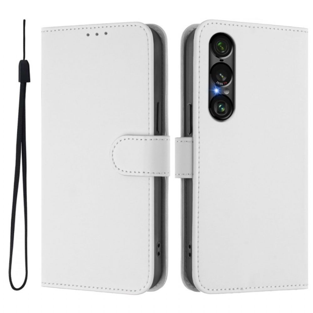 Leren Hoesje Sony Xperia 1 Vii Monochroom Bescherming Hoesje