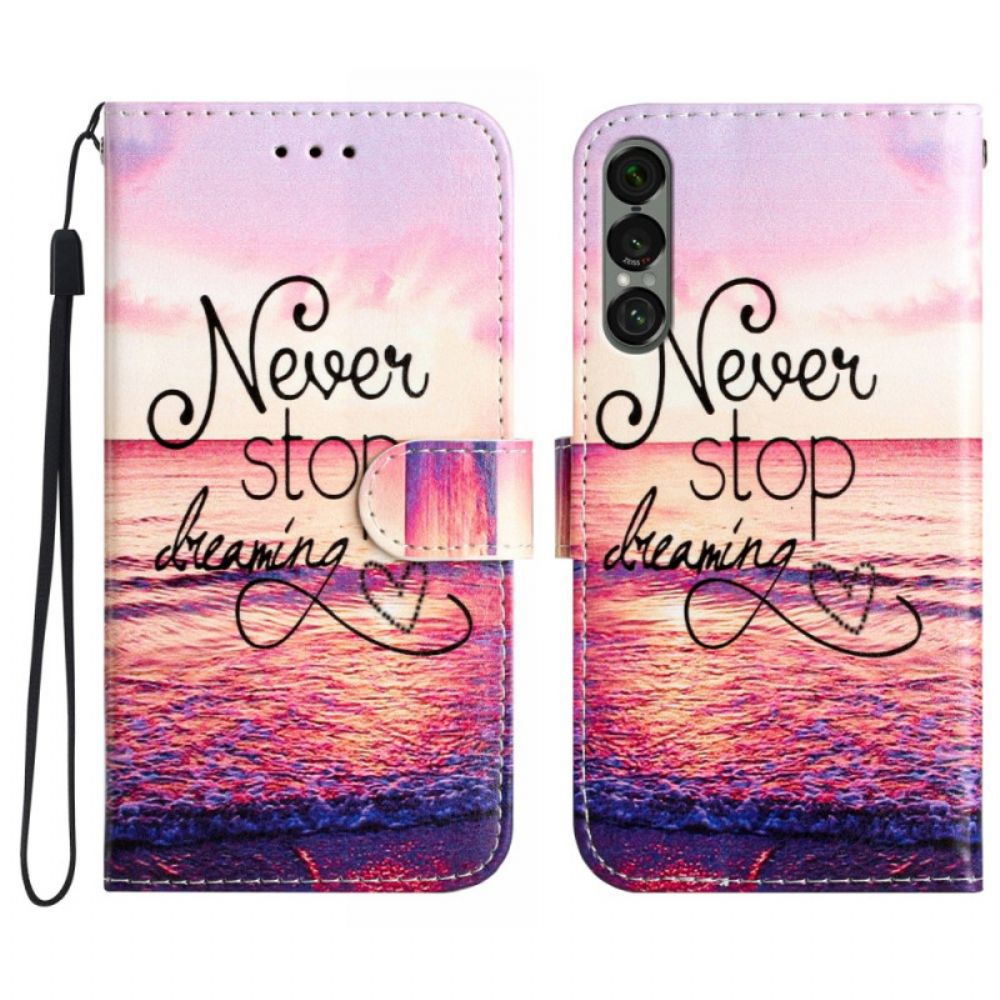 Leren Hoesje Sony Xperia 1 Vii Never Stop Dreaming