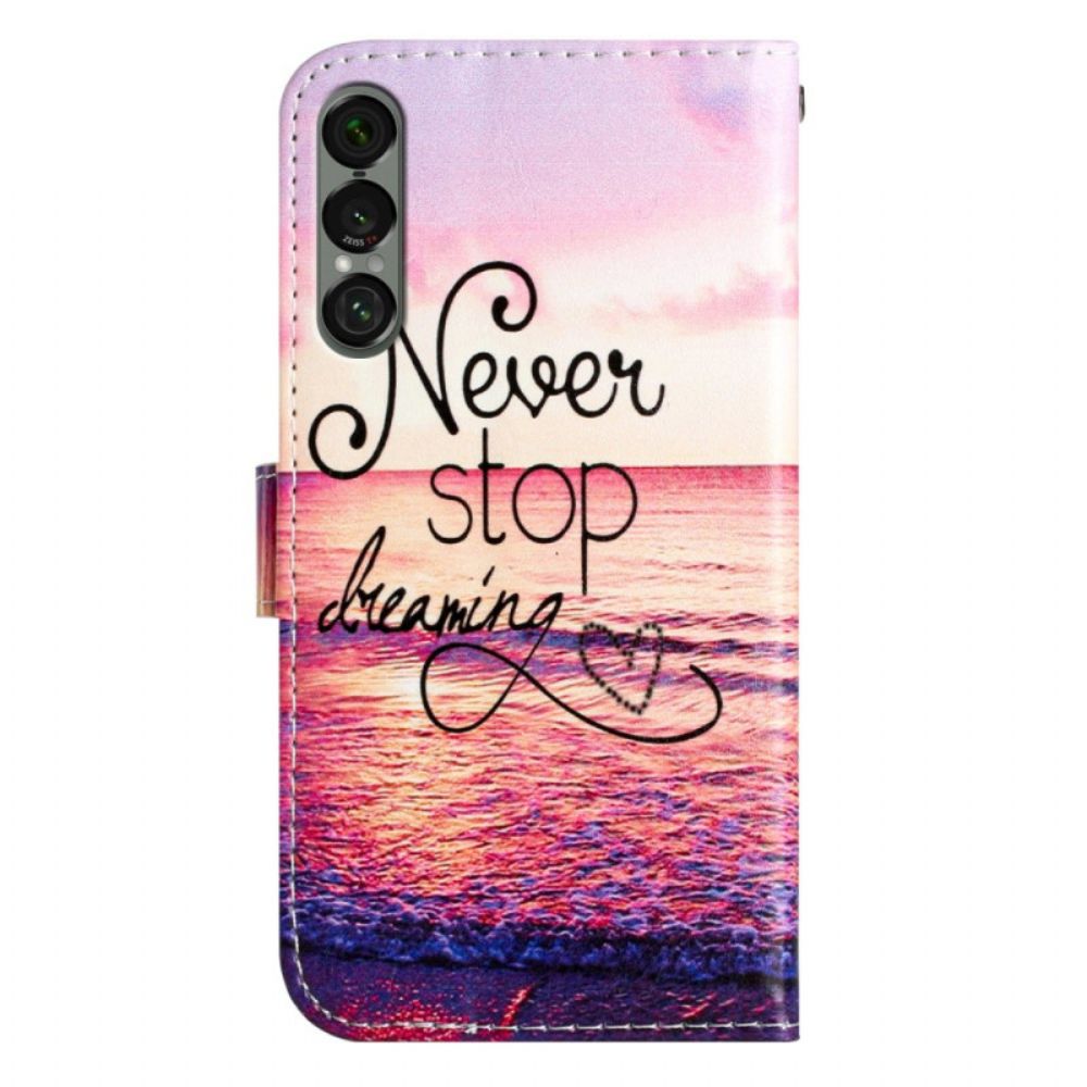 Leren Hoesje Sony Xperia 1 Vii Never Stop Dreaming