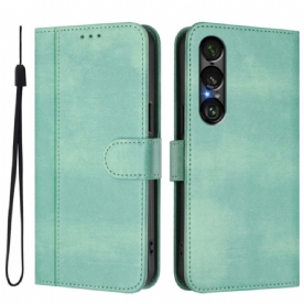 Leren Hoesje Sony Xperia 1 Vii Retro Design Bescherming Hoesje