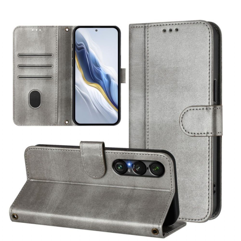 Leren Hoesje Sony Xperia 1 Vii Retro Design Bescherming Hoesje