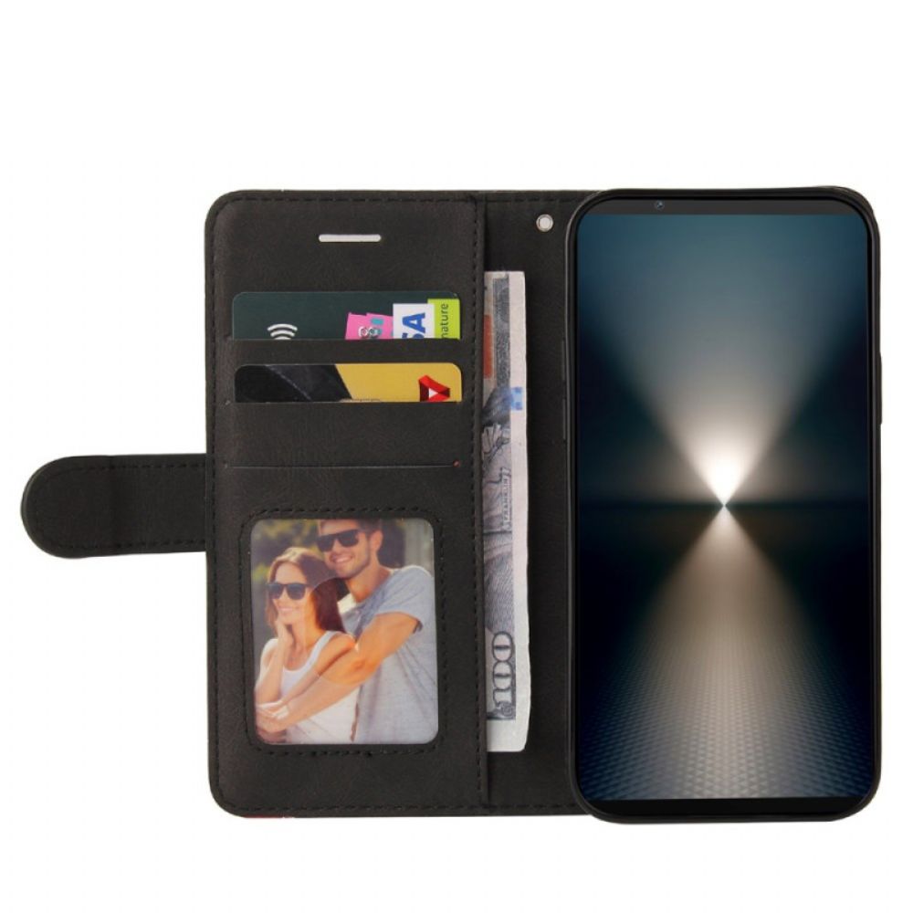 Leren Hoesje Sony Xperia 1 Vii Tweekleurige Golvende Lijn