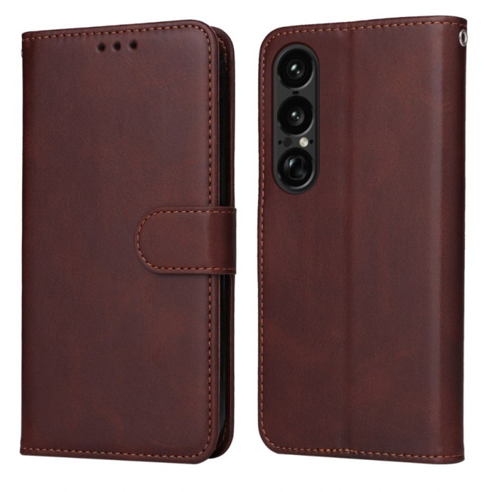 Leren Hoesje Voor Sony Xperia 1 Vii Effen Kunstleer