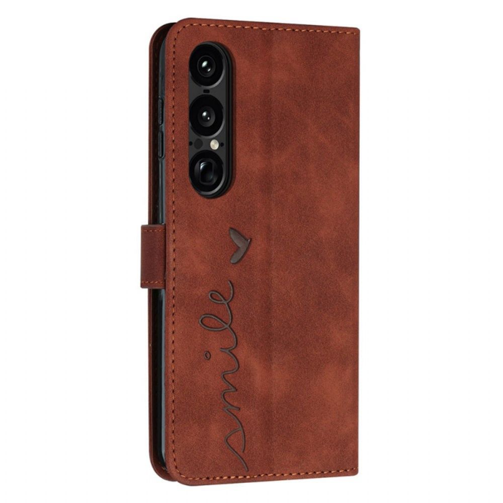 Leren Hoesje Voor Sony Xperia 1 Vii Glimlach