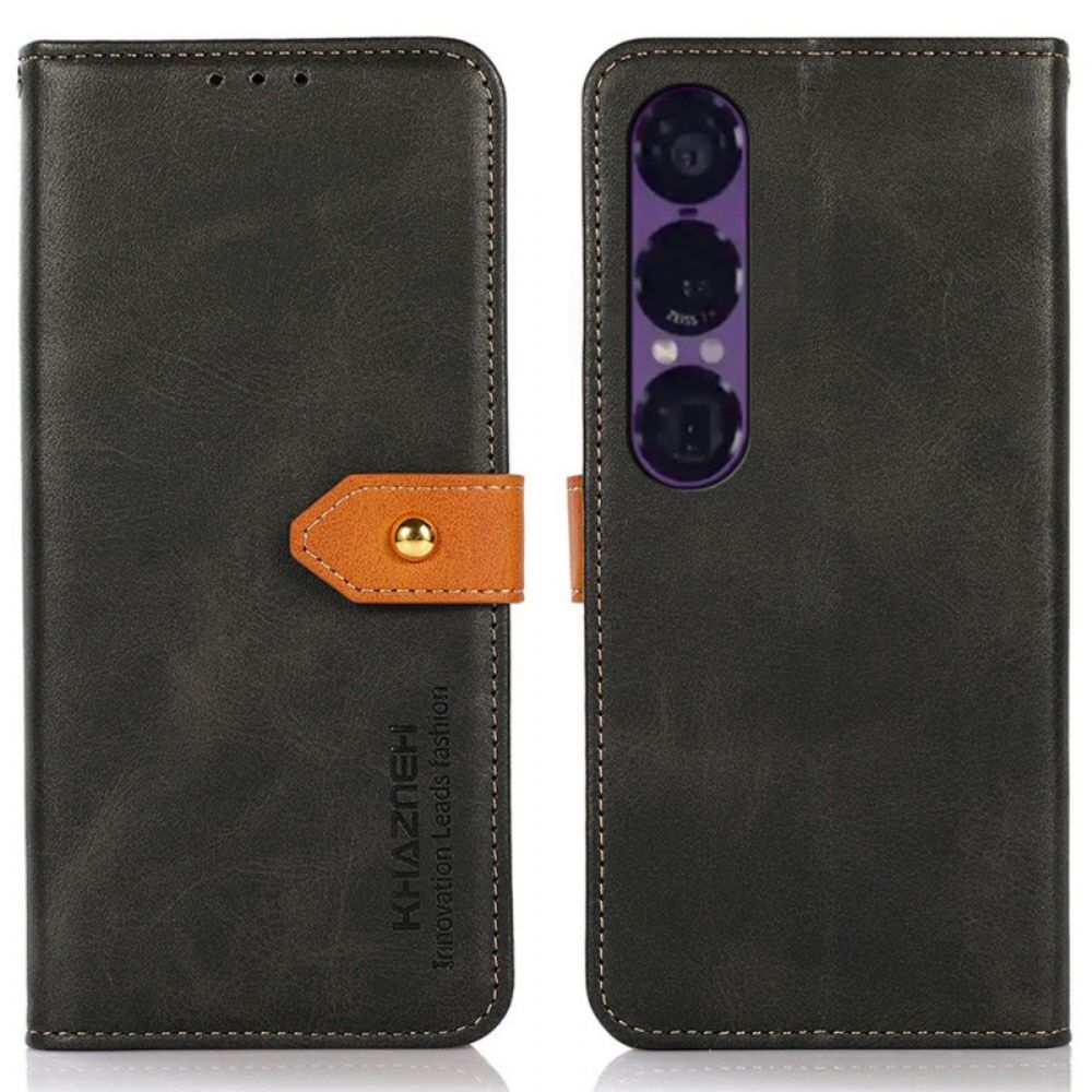 Leren Hoesje Voor Sony Xperia 1 Vii Khazneh Gouden Sluiting