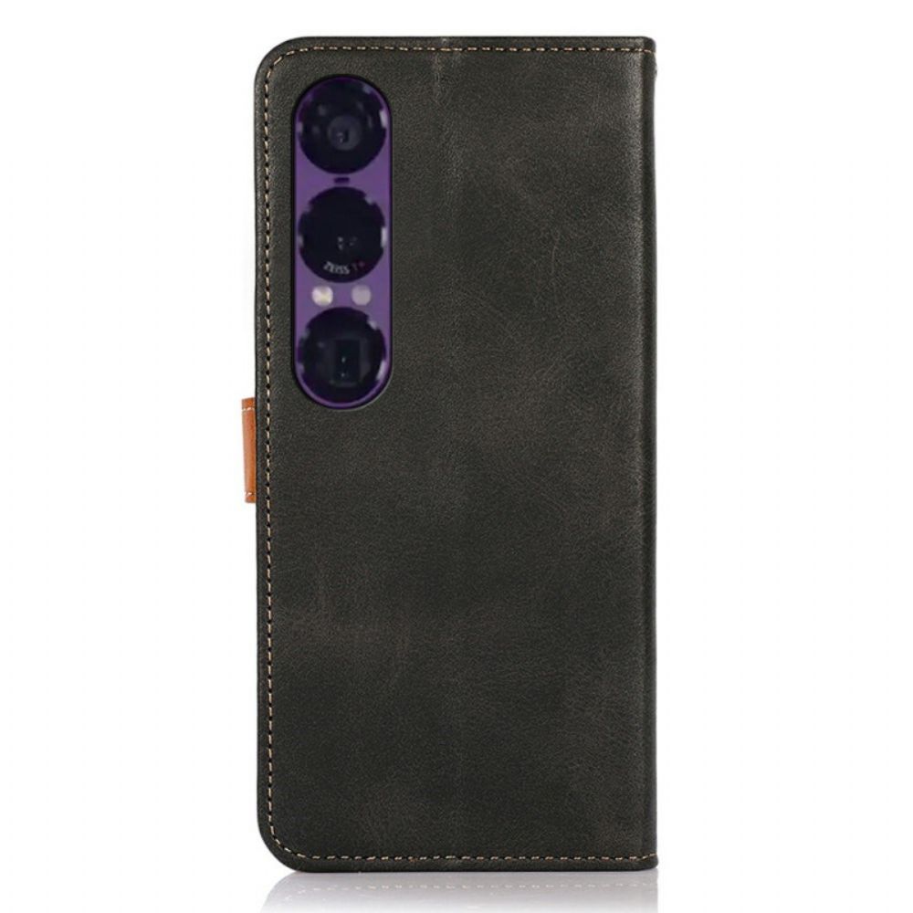 Leren Hoesje Voor Sony Xperia 1 Vii Khazneh Gouden Sluiting