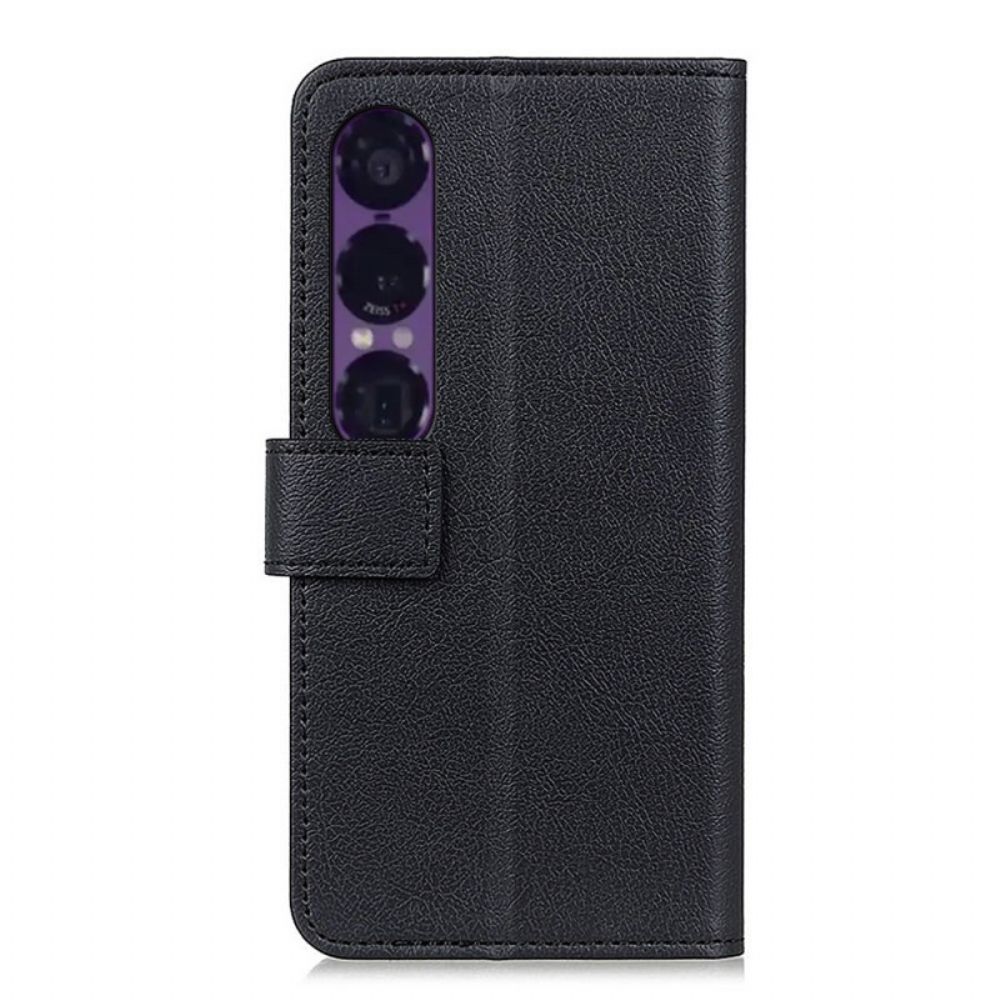 Leren Hoesje Voor Sony Xperia 1 Vii Klassiek Zwart