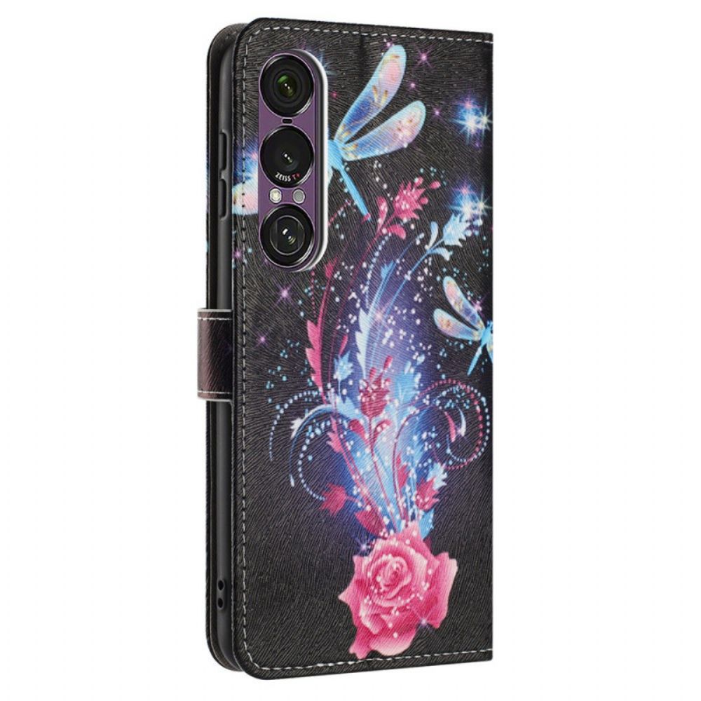 Leren Hoesje Voor Sony Xperia 1 Vii Libellen