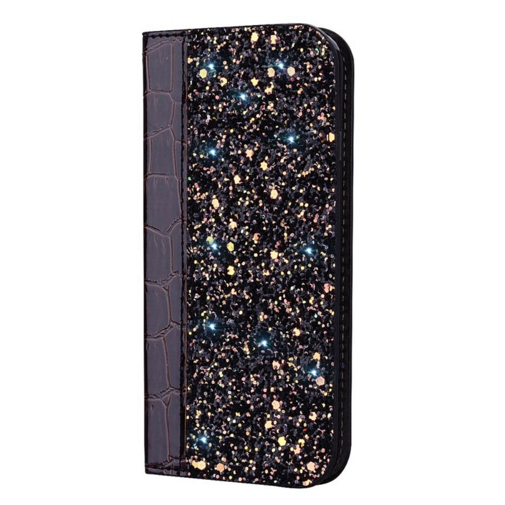 Bescherming Hoesje voor Samsung Galaxy A30 / A20 Folio-hoesje Krokodillenleer En Glittereffect