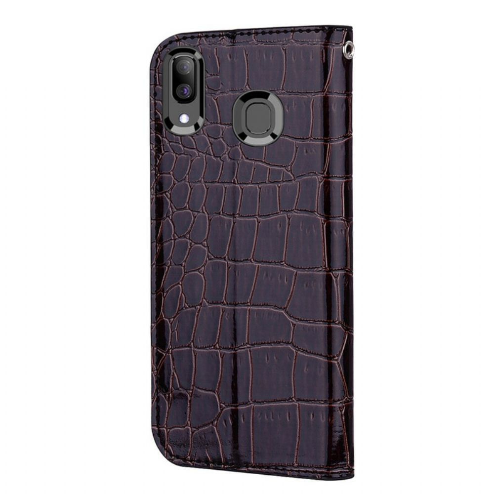 Bescherming Hoesje voor Samsung Galaxy A30 / A20 Folio-hoesje Krokodillenleer En Glittereffect