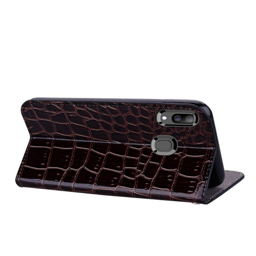 Bescherming Hoesje voor Samsung Galaxy A30 / A20 Folio-hoesje Krokodillenleer En Glittereffect