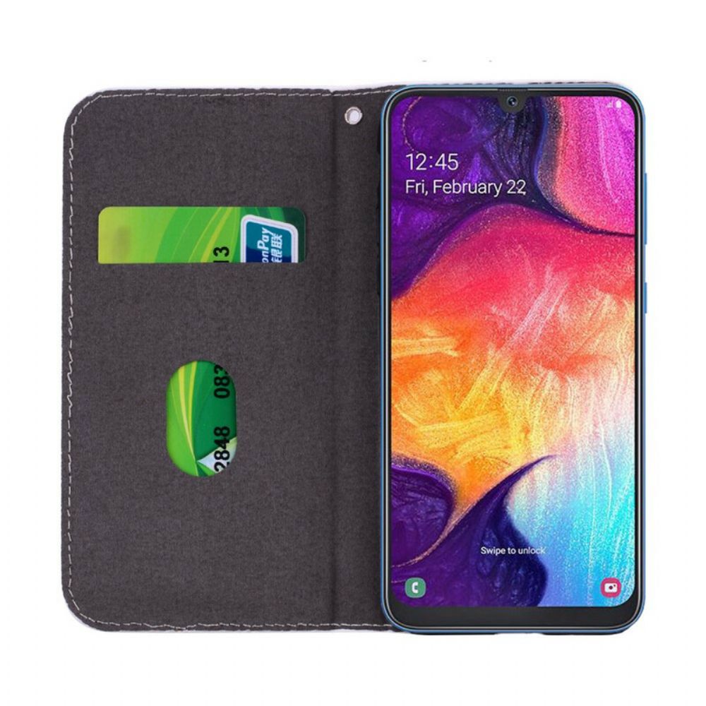 Bescherming Hoesje voor Samsung Galaxy A30 / A20 Folio-hoesje Krokodillenleer En Glittereffect