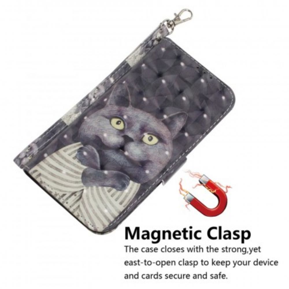 Bescherming Hoesje voor Samsung Galaxy A30 / A20 Met Ketting Grijze Kat Met Bandjes