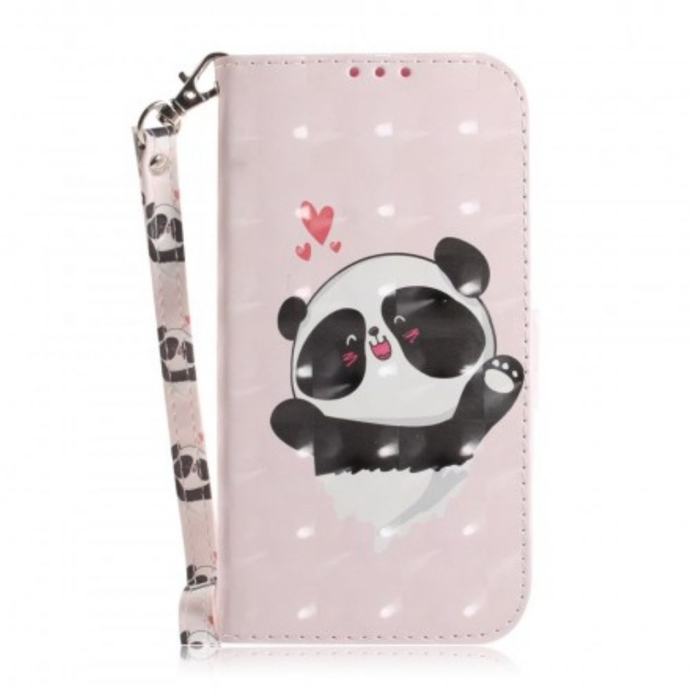 Folio-hoesje voor Samsung Galaxy A30 / A20 Met Ketting Panda Liefdesriem