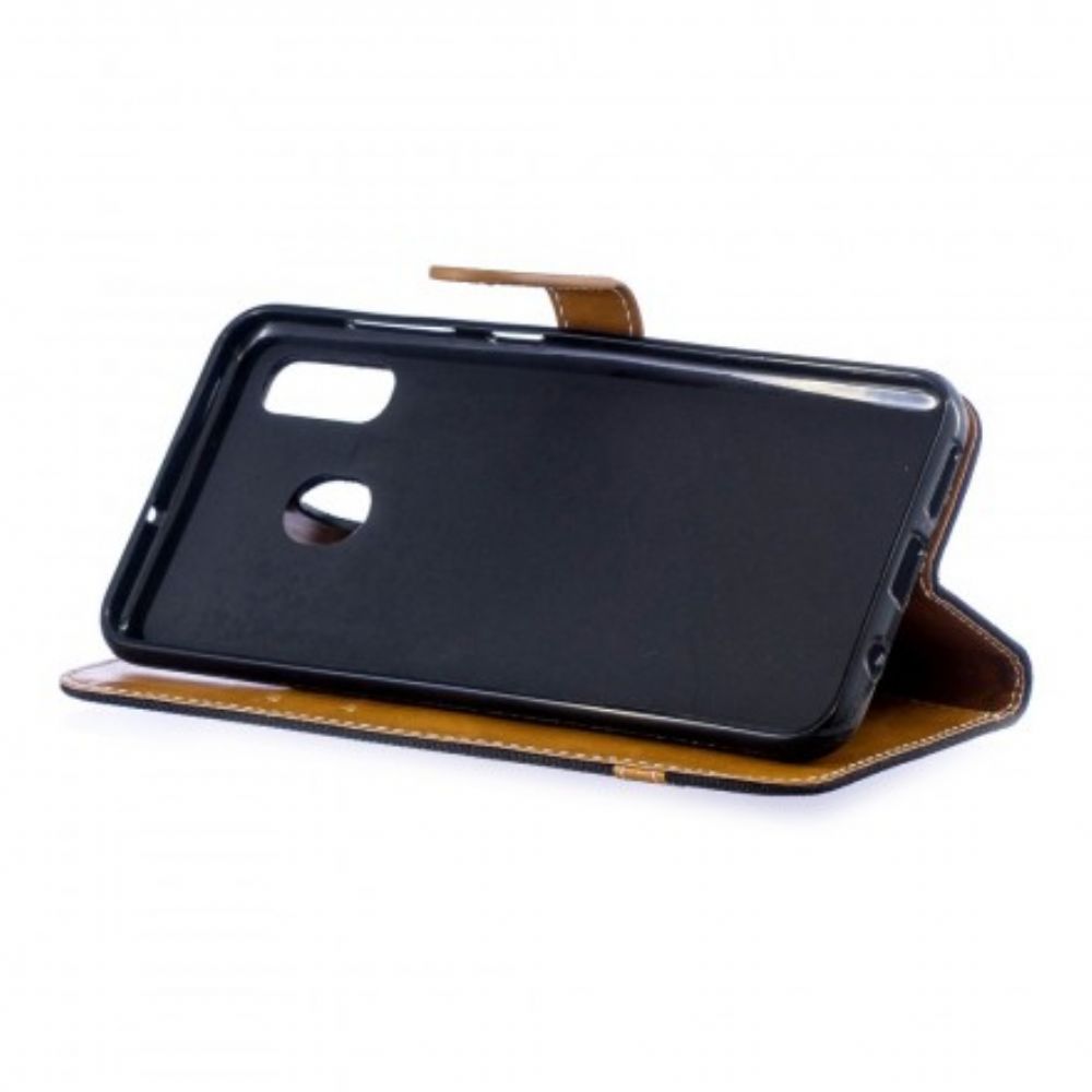 Folio-hoesje voor Samsung Galaxy A30 / A20 Stof En Leereffect