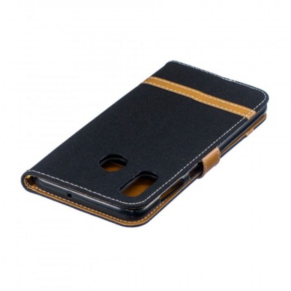 Folio-hoesje voor Samsung Galaxy A30 / A20 Stof En Leereffect