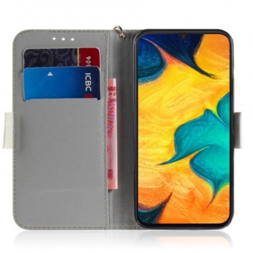 Leren Hoesje voor Samsung Galaxy A30 / A20 Met Ketting Tomaat Op De String Cat