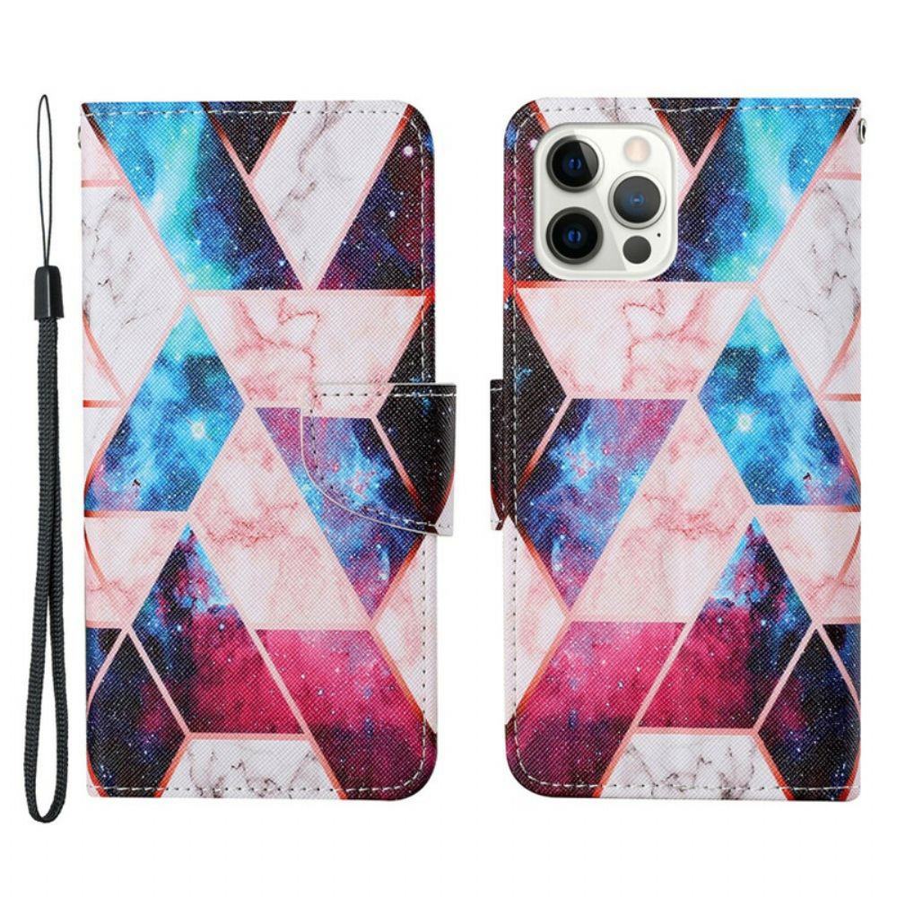 Flip Case voor iPhone 13 Pro Marmer Met Riem