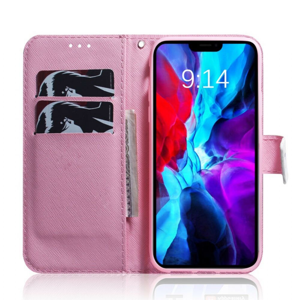 Folio-hoesje voor iPhone 13 Pro Oude Roze Bloem