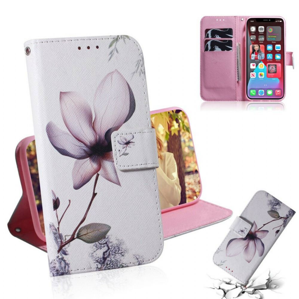 Folio-hoesje voor iPhone 13 Pro Oude Roze Bloem