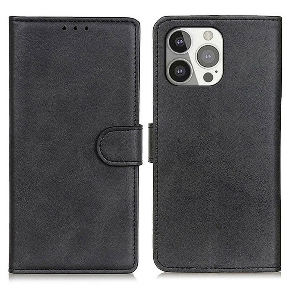 Folio-hoesje voor iPhone 13 Pro Retro Mat Leereffect