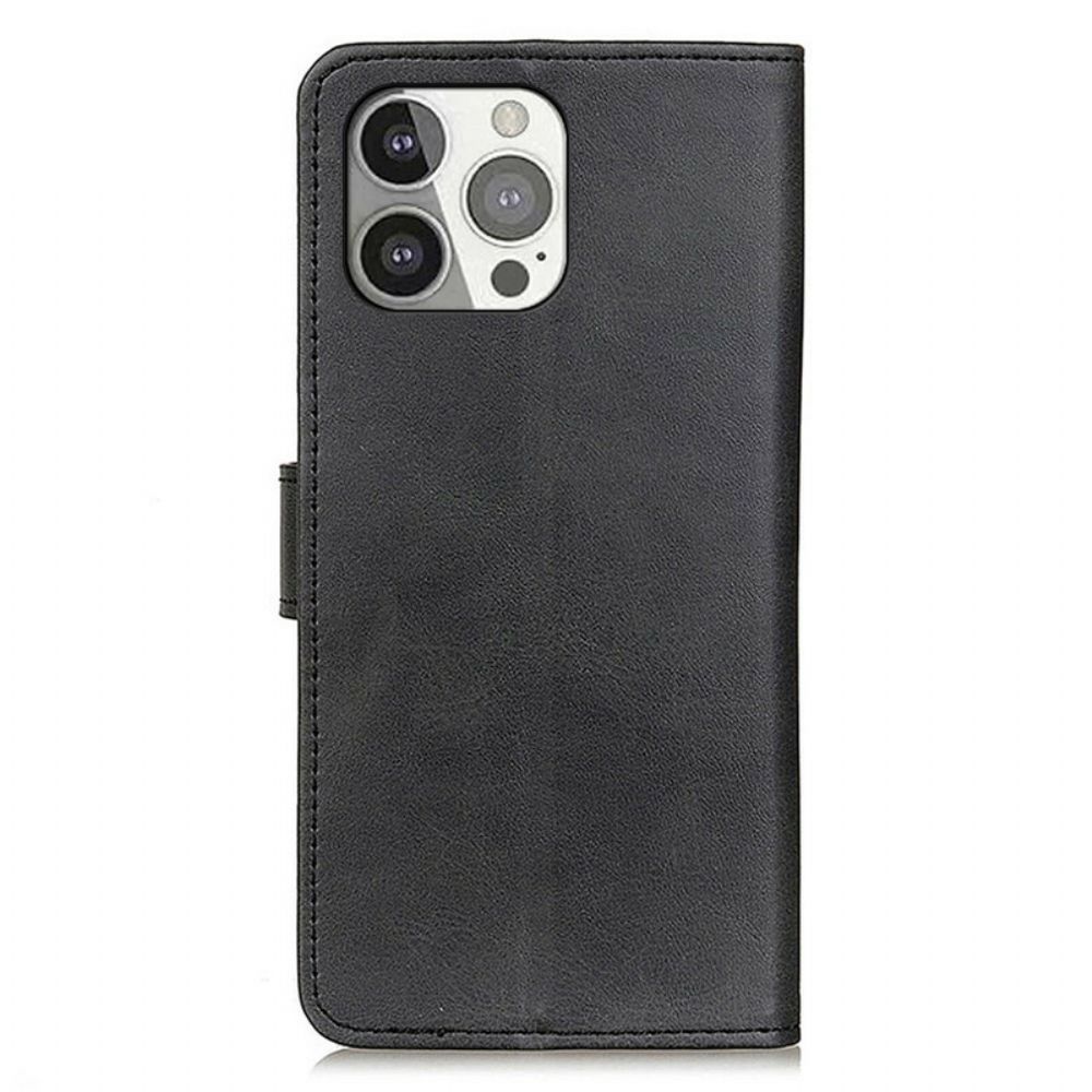 Folio-hoesje voor iPhone 13 Pro Retro Mat Leereffect