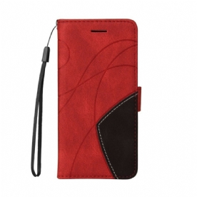 Folio-hoesje voor iPhone 13 Pro Signature Tweekleurig Kunstleer