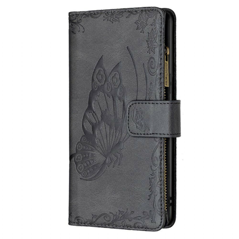 Leren Hoesje voor iPhone 13 Pro Barokke Vlinderzak Met Rits