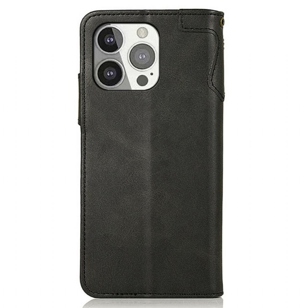 Leren Hoesje voor iPhone 13 Pro Khazneh Magnetische Knop