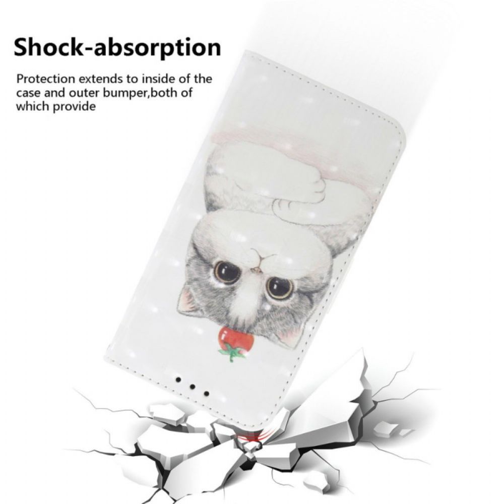 Flip Case Leren Realme 14 5g Kat En Aardbeiensnaar