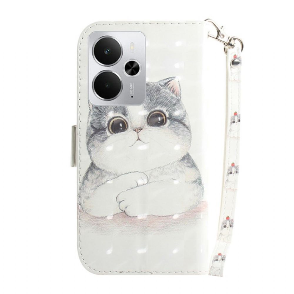 Flip Case Leren Realme 14 5g Kat En Aardbeiensnaar